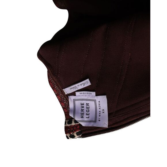 Pre Loved Herve Leger  Patterned Bandage Dress in Maroon Rayon - Picture 4 of 5